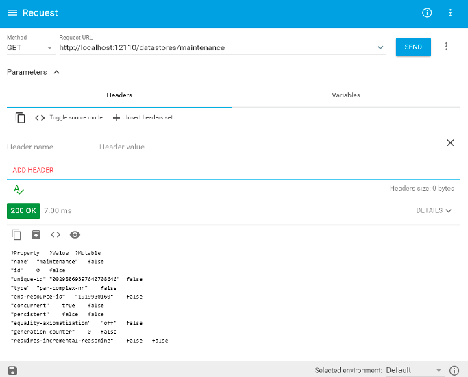 A GET request using Advanced Rest Client